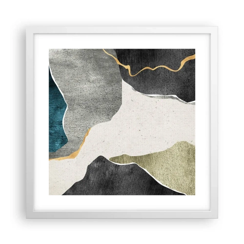 Affisch i vit ram - Mosaikkomposition med en guldtråd - 40x40 cm