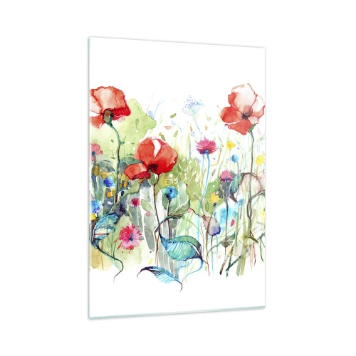 Glastavla - Bild på glas - Majblommande äng - 50x70 cm