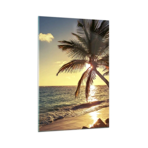 Glastavla - Bild på glas - Sommar under palmträden - 70x100 cm