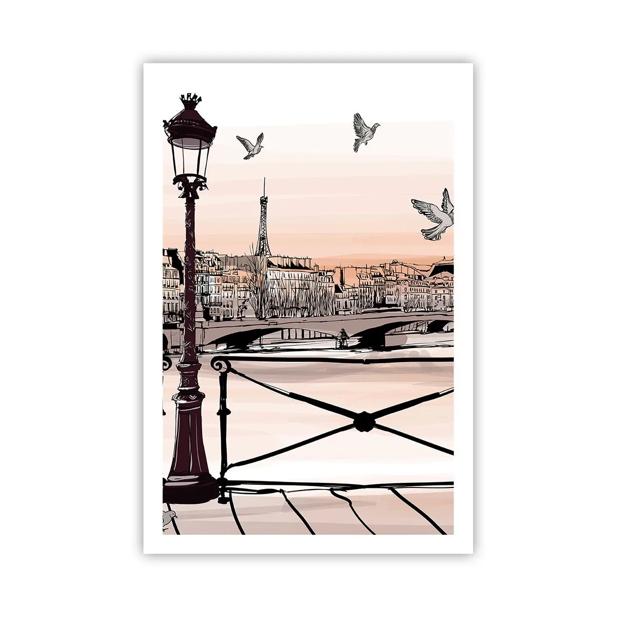 Affisch - Över Paris tak - 61x91 cm