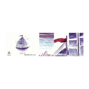 Provbit av självhäftande fototapet Deluxe Sticker - Fulla seglar och lugnt vatten - Segelbåt, Seaside, Hav - 100x30 cm