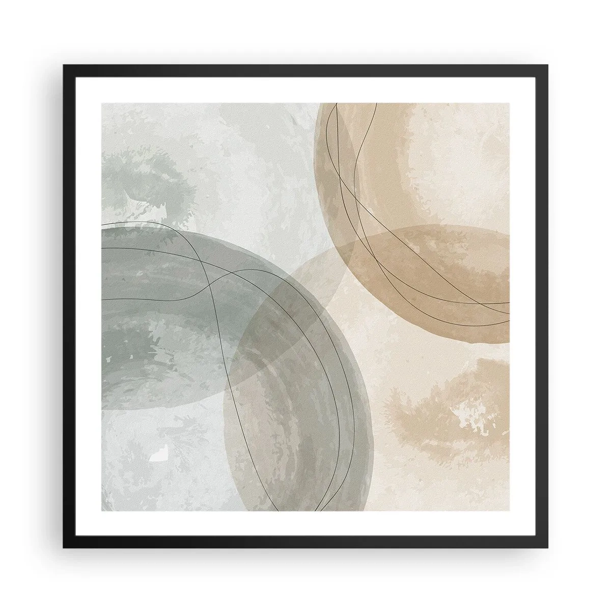 Affisch i svart ram - Världars samspel - 60x60 cm