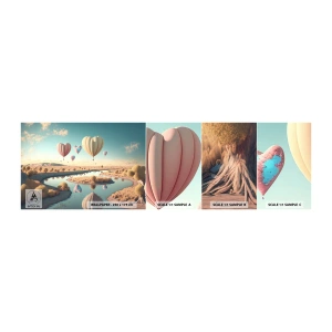 Provbit av självhäftande fototapet Deluxe Sticker - Kärleken låter dig sväva - Ballonger, Pastell, Godis - 100x30 cm