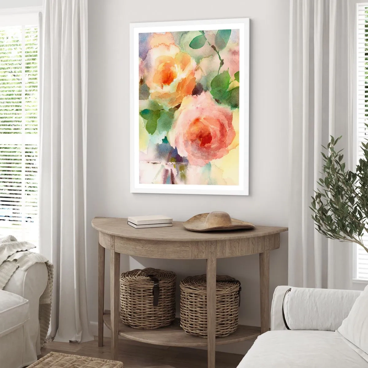 Affisch i vit ram - Delikat som en akvarell - 61x91 cm