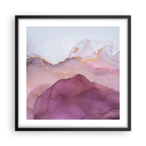 Affisch i svart ram - Lila och violett vågor - 50x50 cm