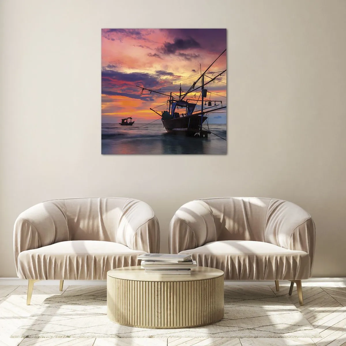 Glastavla - Bild på glas - Exotisk kväll - 70x70 cm