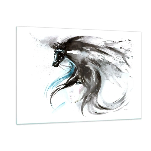Glastavla - Bild på glas - Svarta prinsens galopp - 120x80 cm