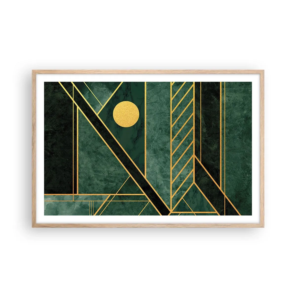 Affisch i ram av ljusek - Dynamik av guld och azurblå - 91x61 cm