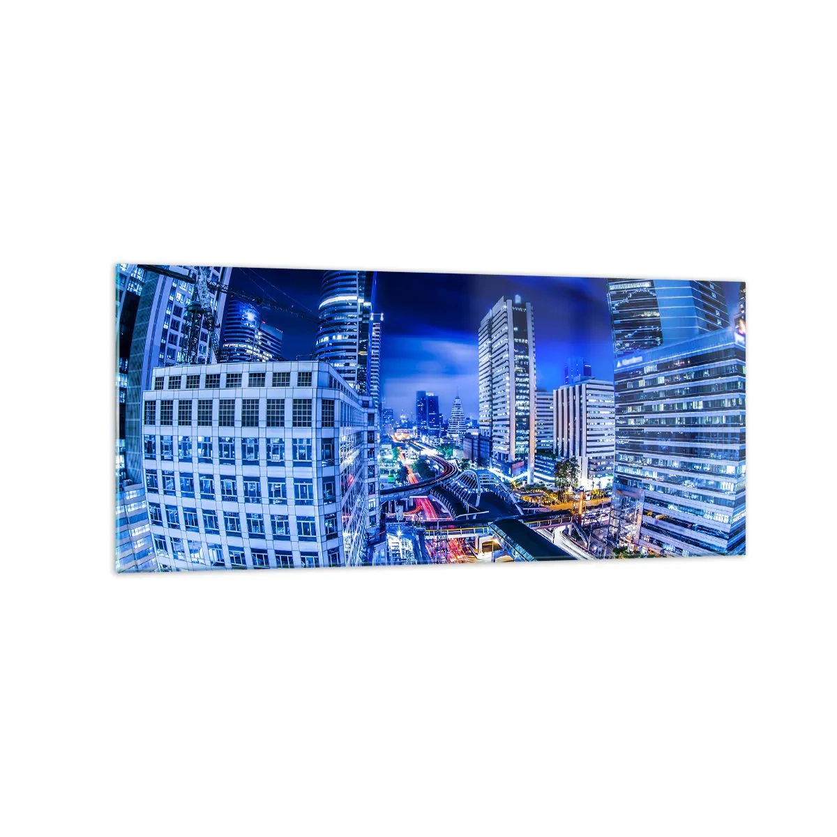 Glastavla - Bild på glas - Stadens nattrytmer - 120x50 cm