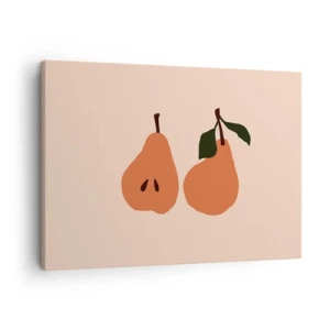 Canvastavla - Bild på duk - En minimalistisk illustration av två päron mot en beige bakgrund. - 70x50cm - Bara sötma - Modern väggdekoration för vardagsrum och sovrum ARTTOR