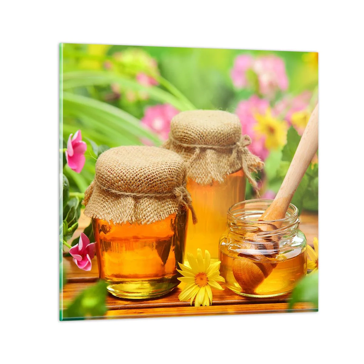 Glastavla - Bild på glas - Sött och blommigt - 40x40 cm