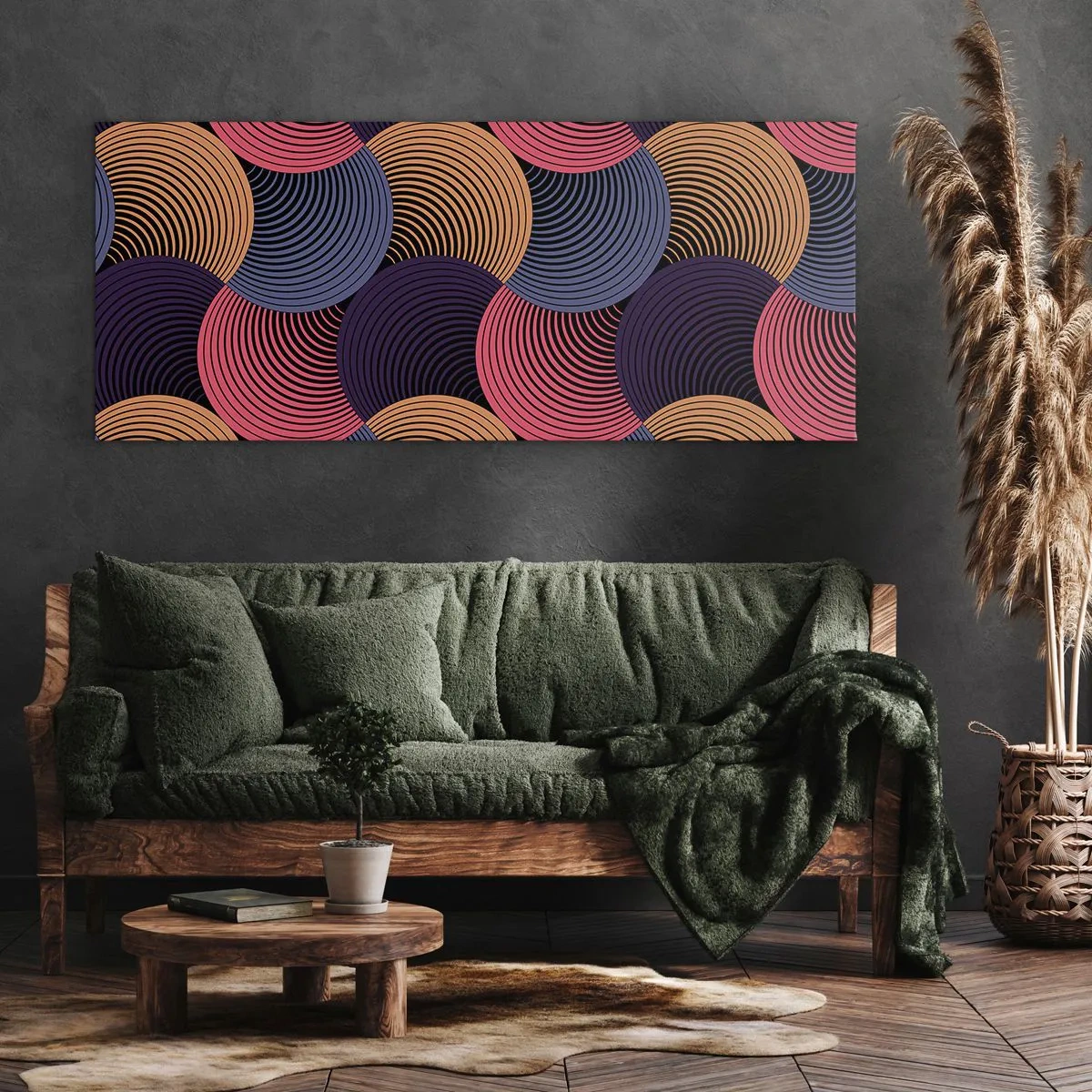 Canvastavla - Bild på duk - I en cirkulär rytm - 100x40 cm