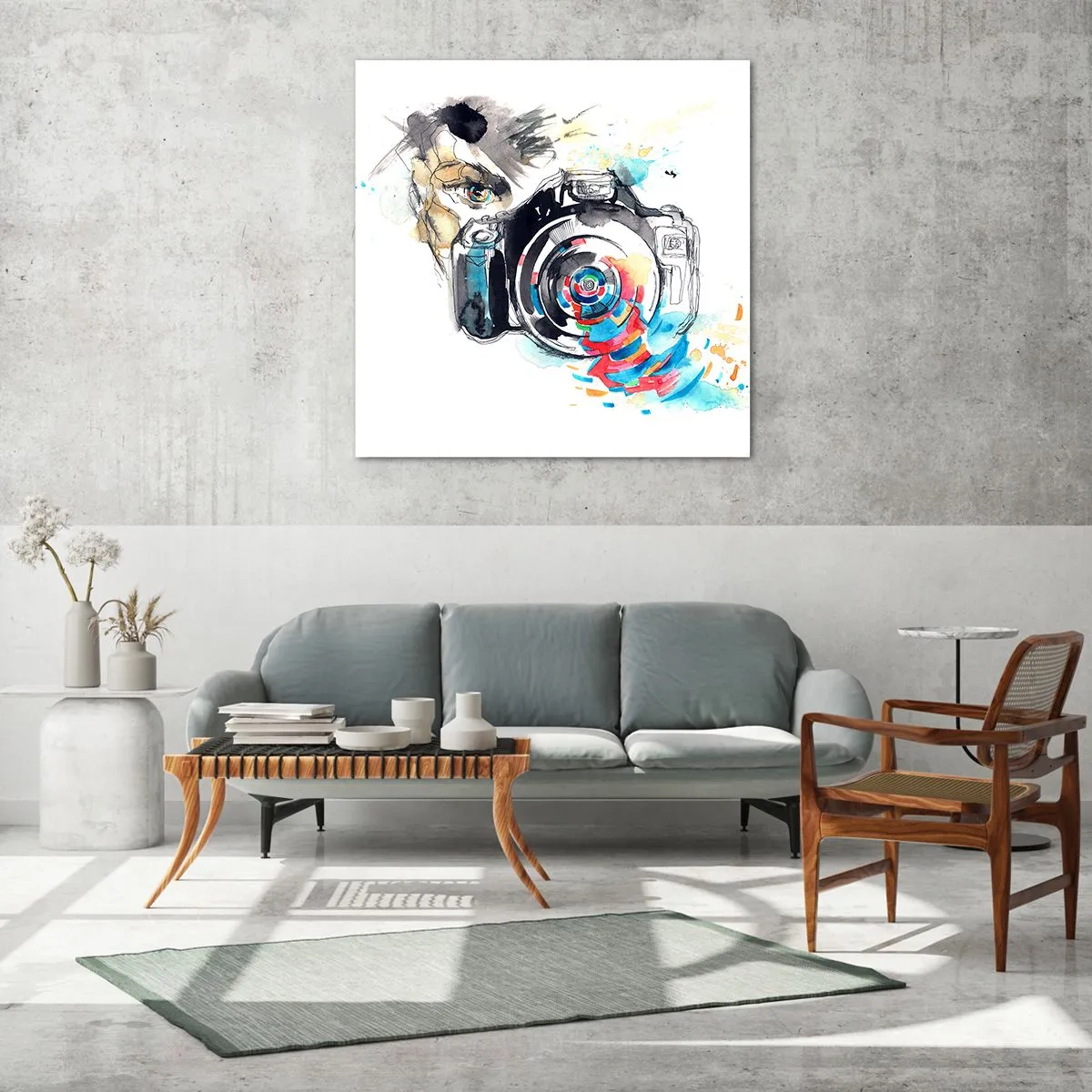 Glastavla - Bild på glas - I objektivets öga - 70x70 cm