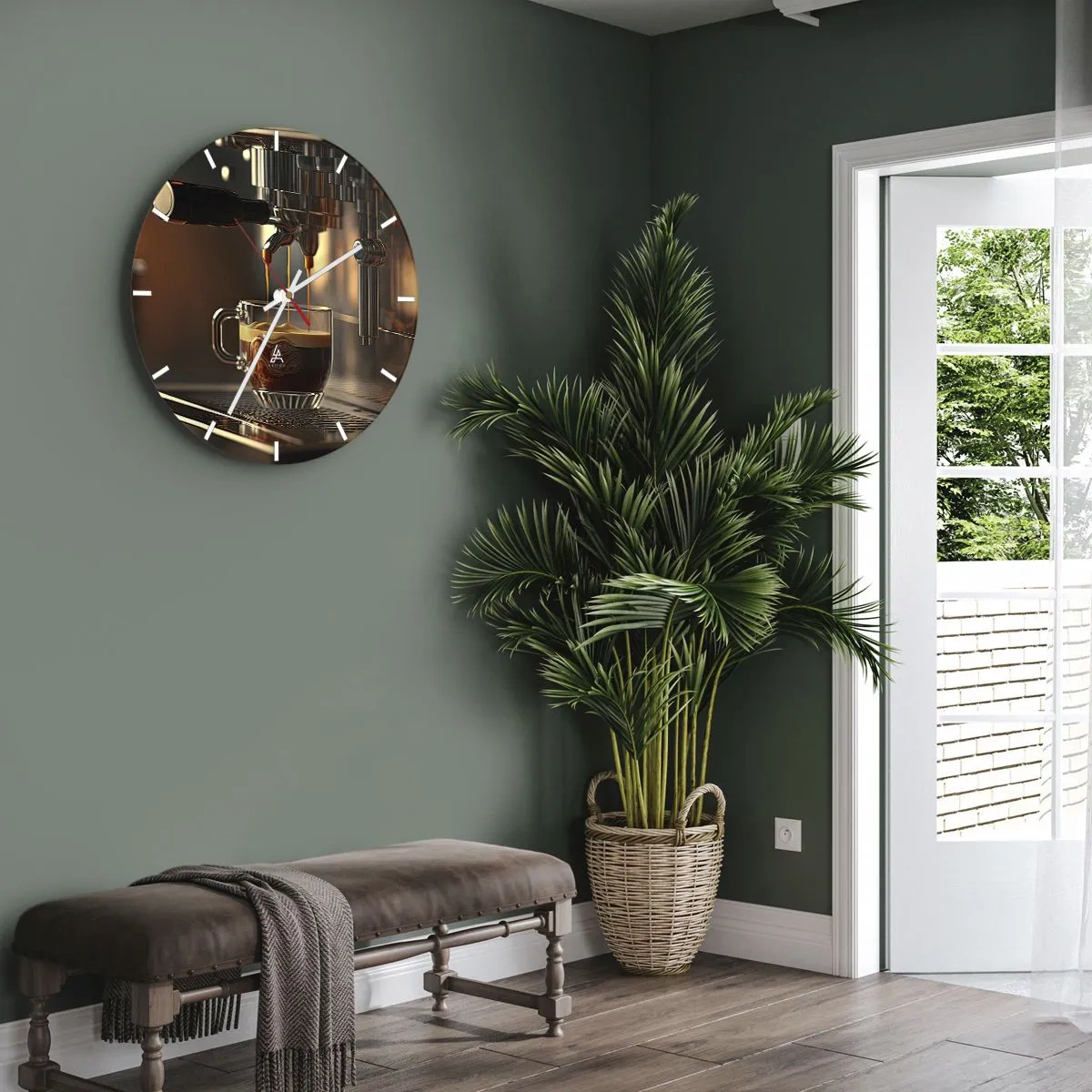 Väggklocka - Klocka på glas - En sensuell blandning - 40x40 cm