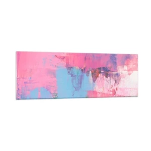 Glastavla - Bild på glas - Rosa, blått och en gnutta ljus - 90x30 cm