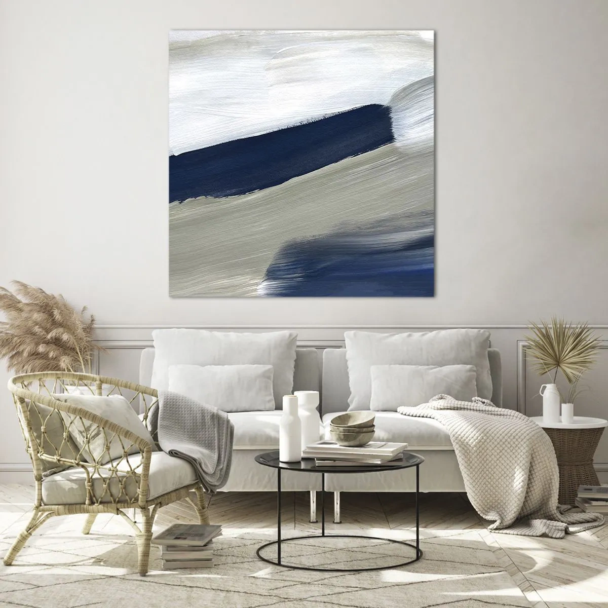 Glastavla - Bild på glas - Möte med vitt - 60x60 cm