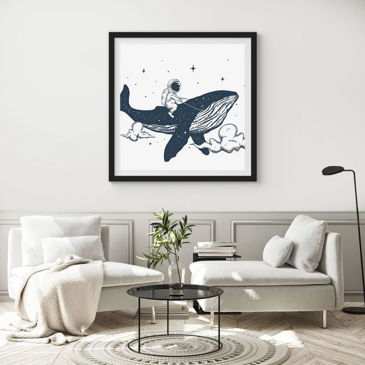 Affisch i svart ram - Rymdäventyr - 60x60 cm