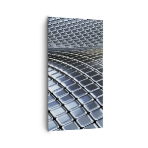 Canvastavla - Bild på duk - Metallisk silver våg - 65x120 cm