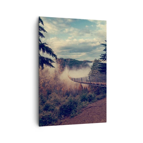 Canvastavla - Bild på duk - Över höstskogen - 70x100 cm