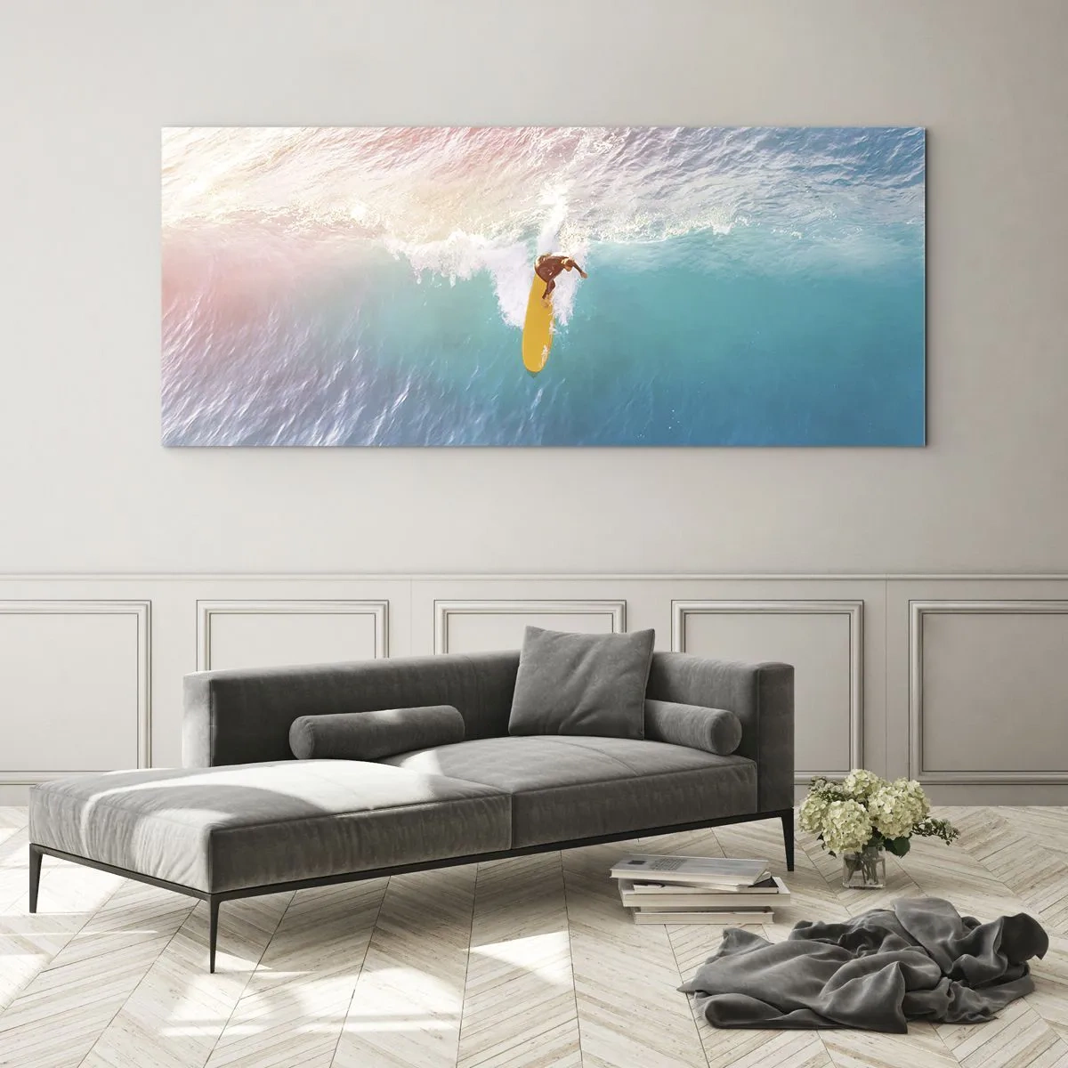 Glastavla - Bild på glas - Havsryttare - 100x40 cm