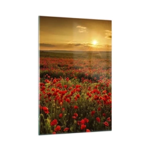 Glastavla - Bild på glas - Bland brusande ängars vågor, bland blommornas flod - 80x120 cm