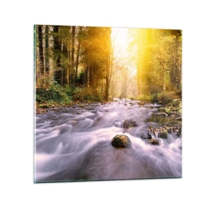 Glastavla - Bild på glas - Malakit i silver-guld infattning - 40x40 cm