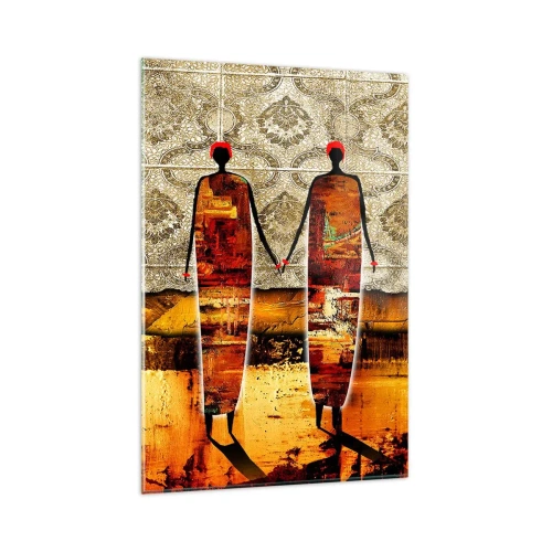 Glastavla - Bild på glas - Etnisk komposition i Afrikas färger - 80x120 cm