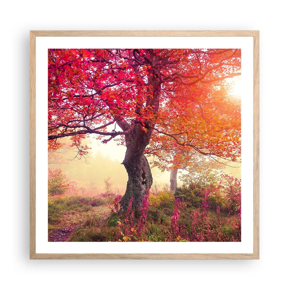 Affisch i ram av ljusek - Våldsam blommande - 60x60 cm