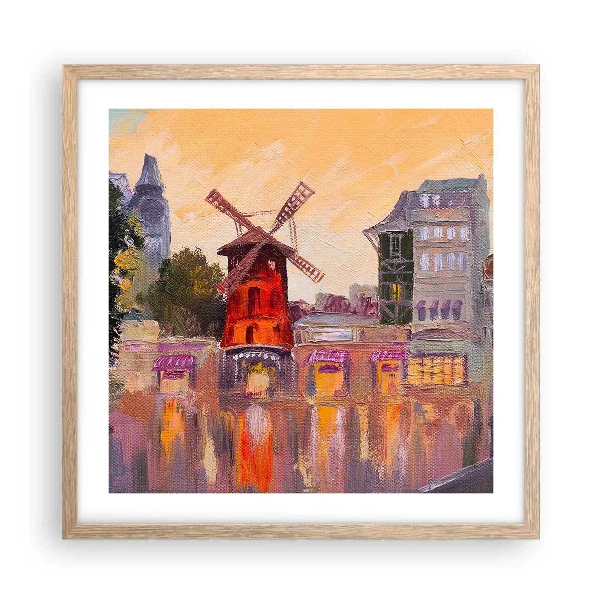 Affisch i ram av ljusek - Ikoner av Paris – Moulin Rouge - 50x50 cm