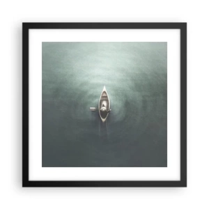 Affisch i svart ram - Över en månbelyst sjö - 40x40 cm