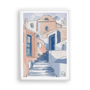 Affisch i vit ram - Exotisk stad - 70x100 cm