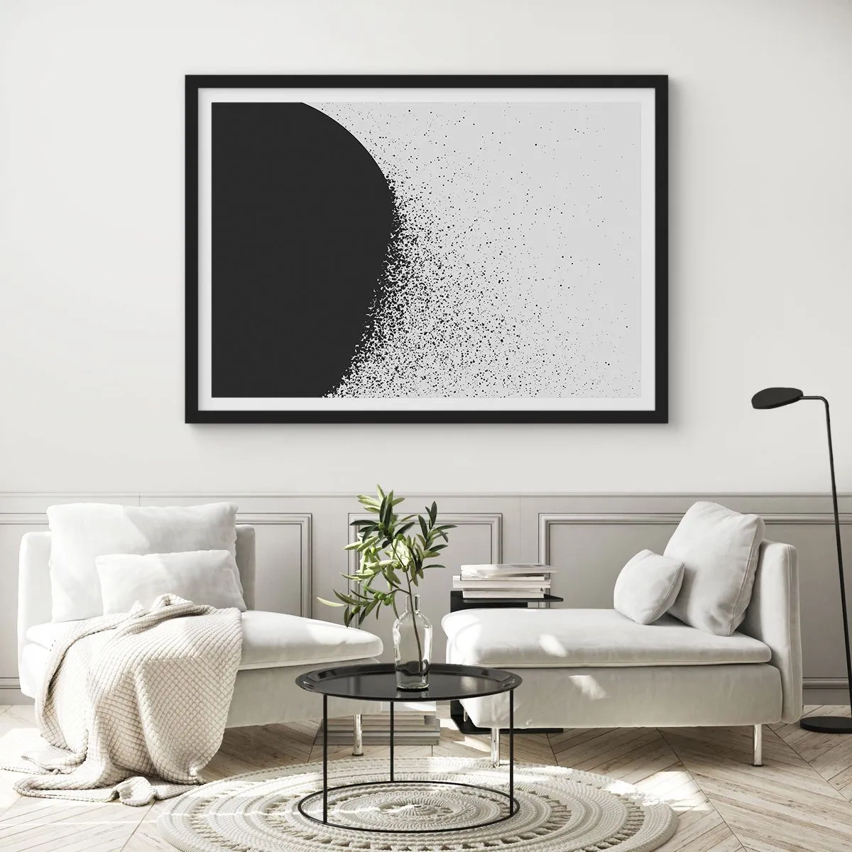 Affisch i svart ram - Partiklarnas rörelse - 70x50 cm