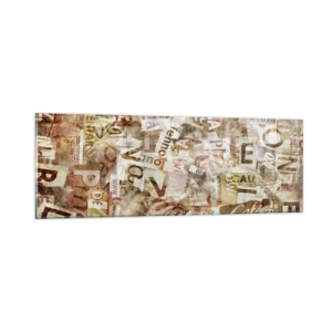 Glastavla - Bild på glas - Snacket reduceras till enstaka bokstäver - 90x30 cm