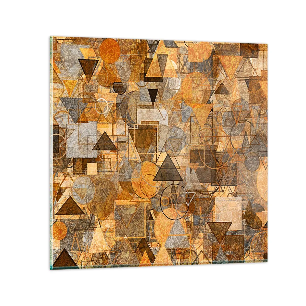 Glastavla - Bild på glas - Värld infattad i form - 60x60 cm