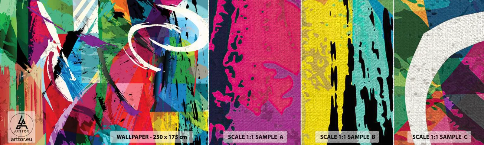 Provbit av fototapet Premium Canvas - Snabbt och livligt - Abstraktion, Bit, Modern konst - 100x30 cm