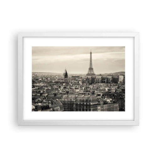 Affisch i vit ram - Över Paris tak - 40x30 cm