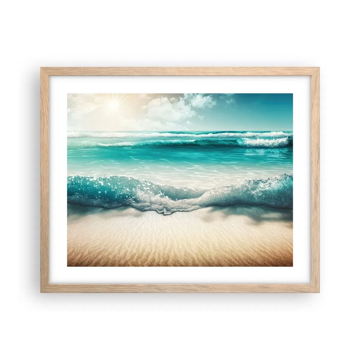 Affisch i ram av ljusek - Lugnet i havet - 50x40 cm