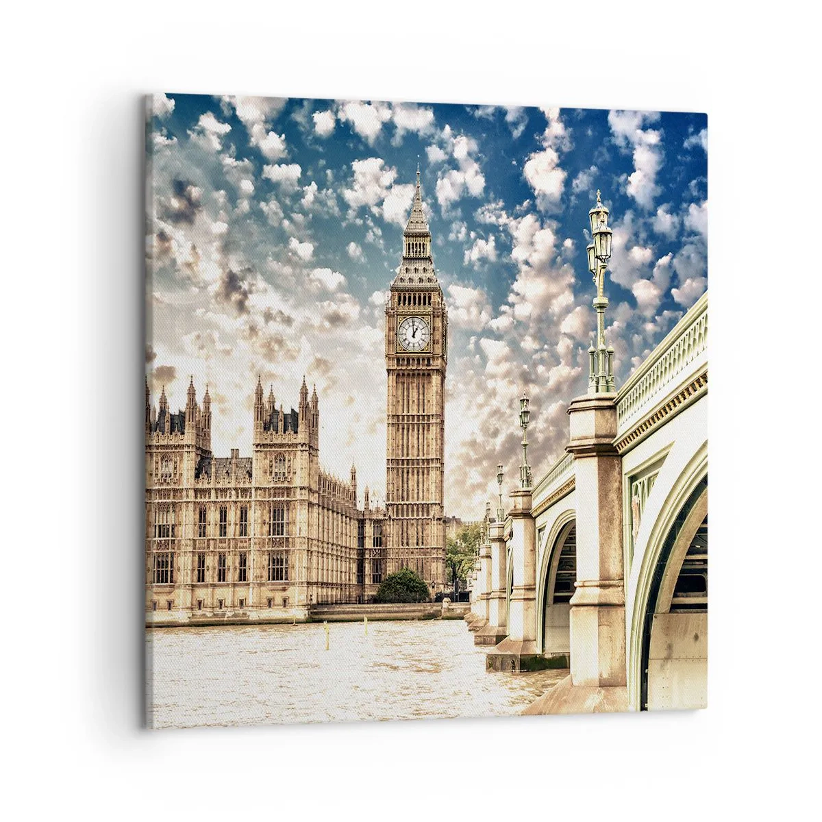 Canvastavla - Bild på duk - Moln över Thames - 50x50 cm