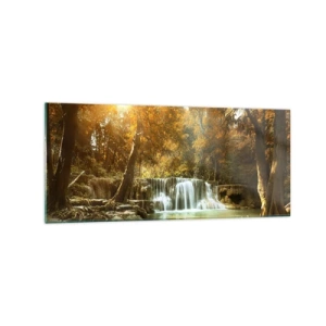 Glastavla - Bild på glas - Parkkaskad - 120x50 cm