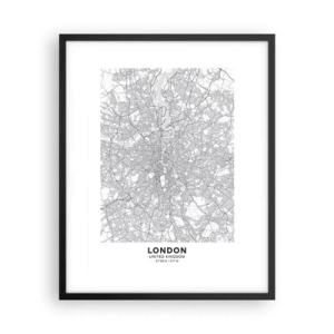 Affisch i svart ram - Karta över London-labyrinten - 40x50 cm