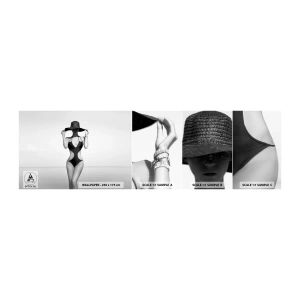 Provbit av självhäftande fototapet Deluxe Sticker - Mitt förnamn är: Elegans - Kvinna, Strand, Mode - 100x30 cm