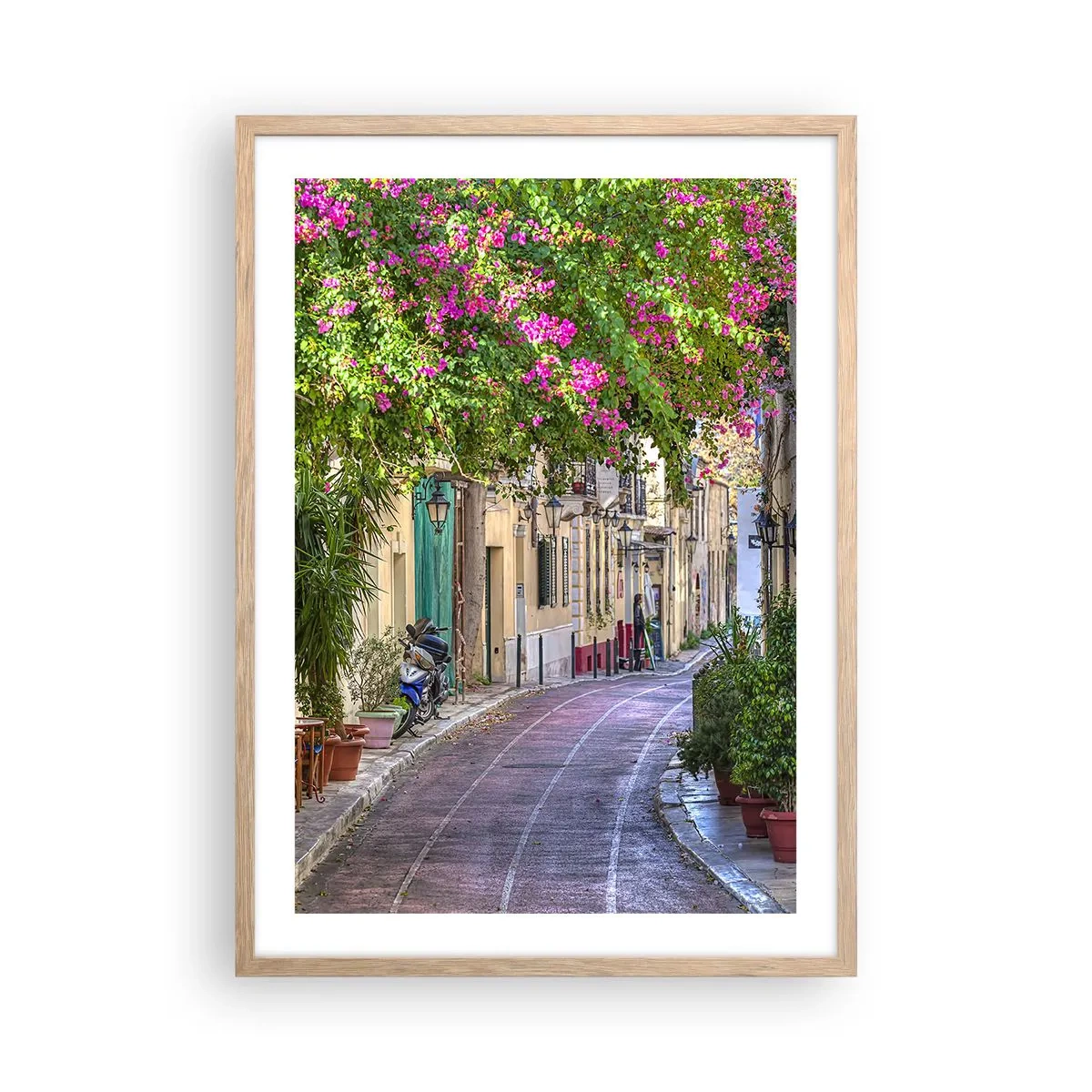 Affisch i ram av ljusek - Blommande gata - 50x70 cm