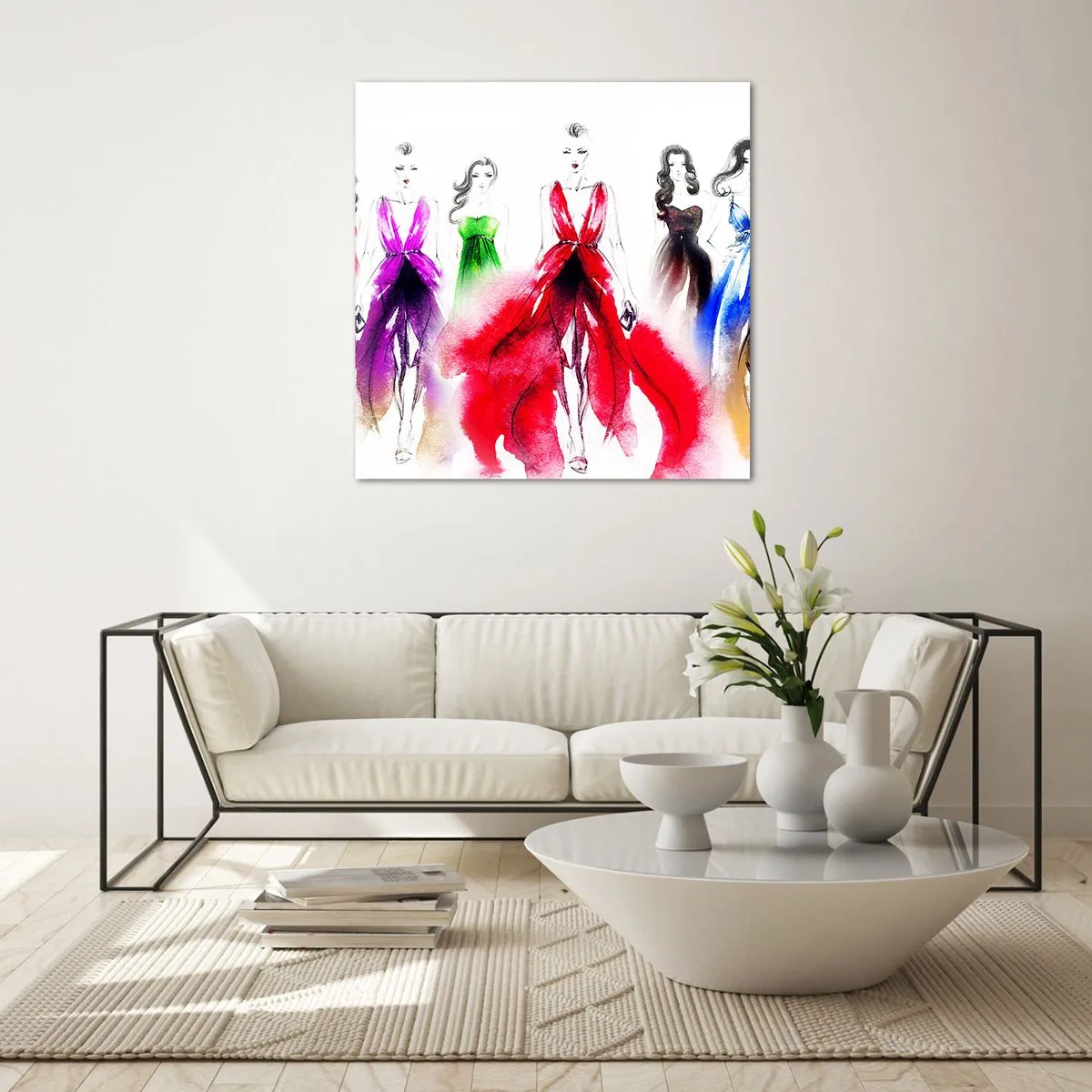 Glastavla - Bild på glas - Stämning för dräkter - 70x70 cm