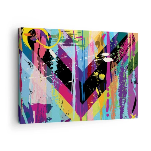 Canvastavla - Bild på duk - Abstrakt mönster med färgglada geometriska former - 70x50cm - Uppifrån nedåt - Modern väggdekoration för vardagsrum och sovrum ARTTOR