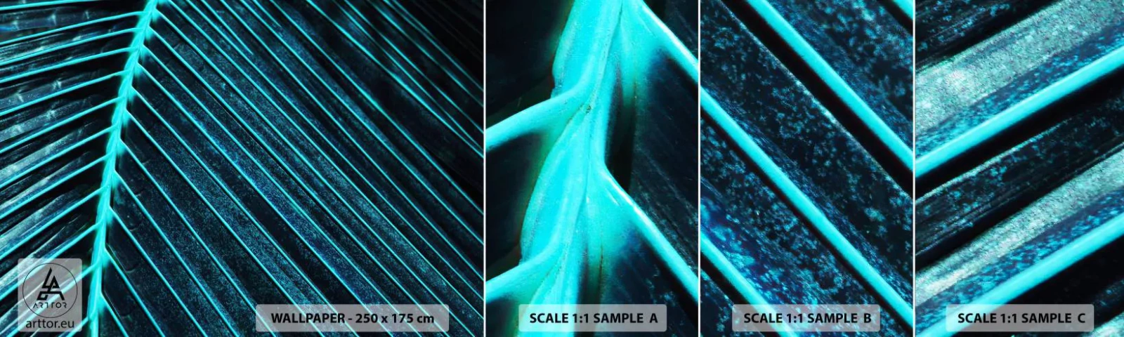 Fototapet Prov Standard Eco - Grön textur - Blad, Makro, Tropisk - 100x30 cm
