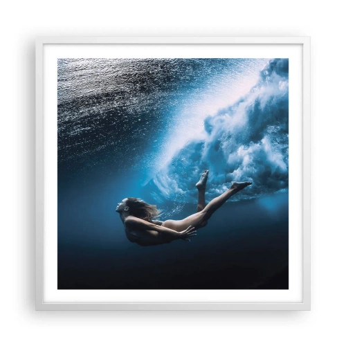 Affisch i vit ram - Modern sjöjungfru - 60x60 cm