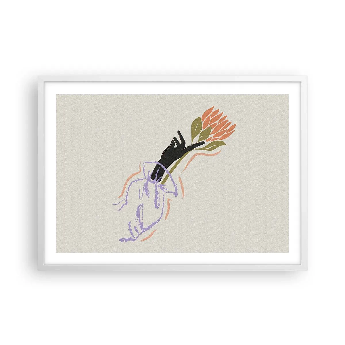 Affisch i vit ram - En systerlig beröring - 70x50 cm