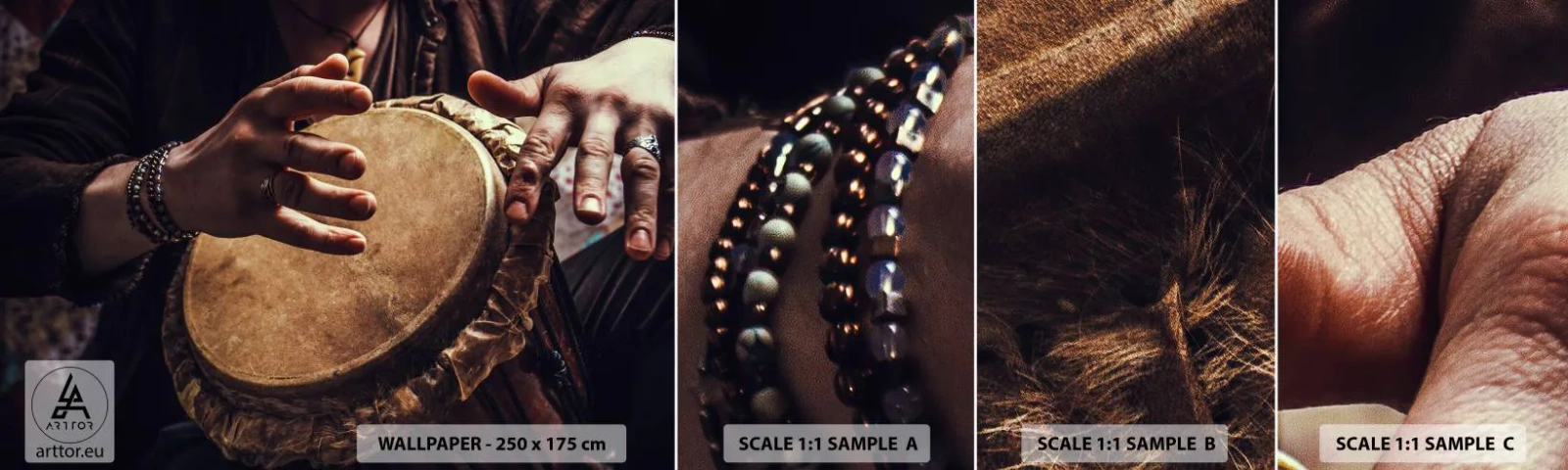 Fototapet Prov Standard Eco - I hjärtats takt - Trumspel, Afrika, musik - 100x30 cm