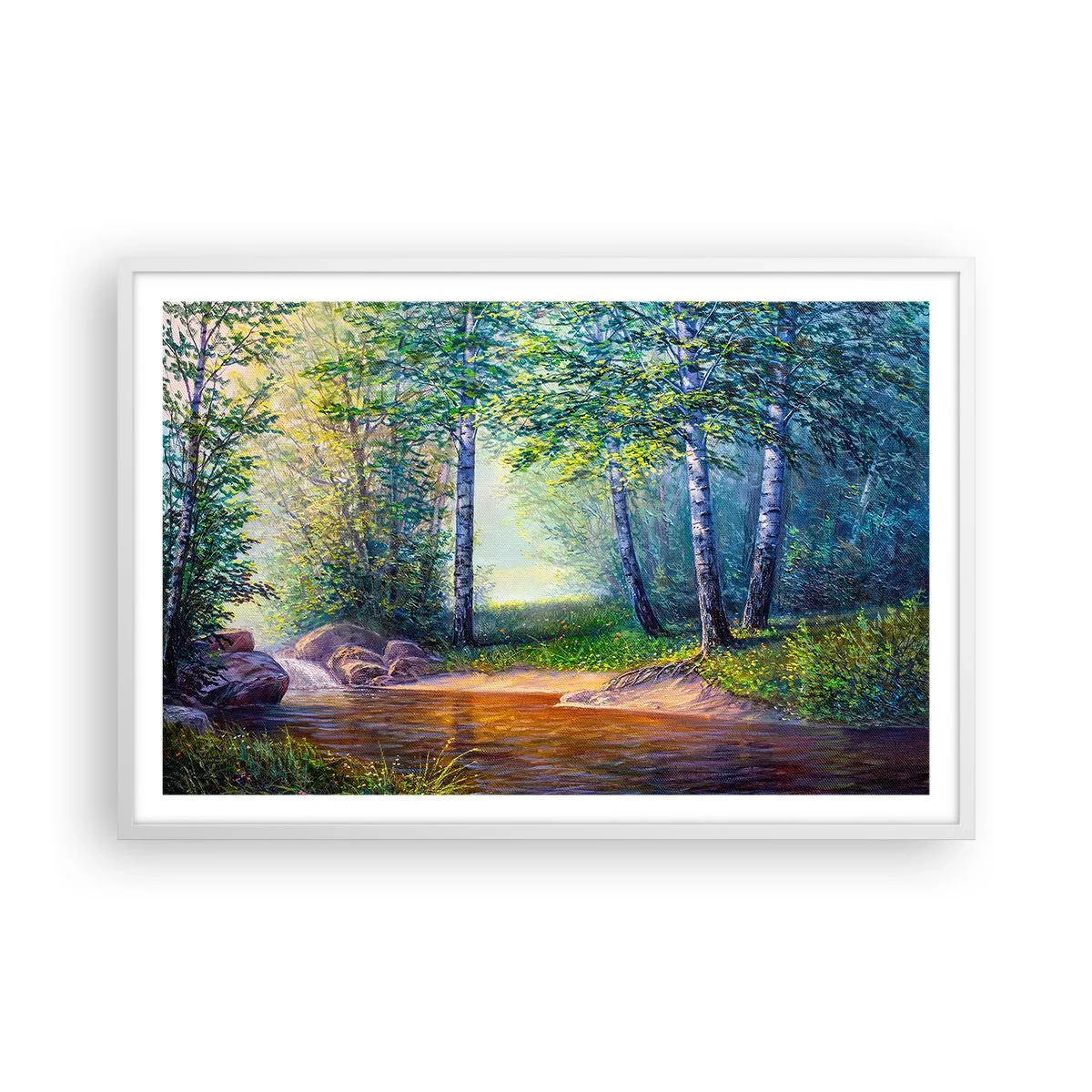Affisch i vit ram - Idyllisk vy - 91x61 cm