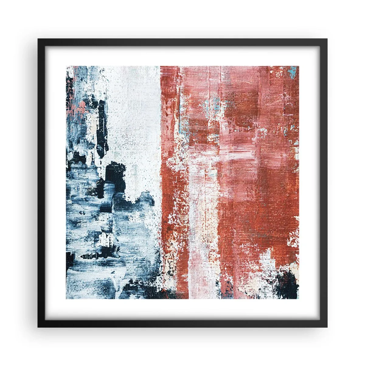 Affisch i svart ram - Abstrakt halvt om halvt - 50x50 cm
